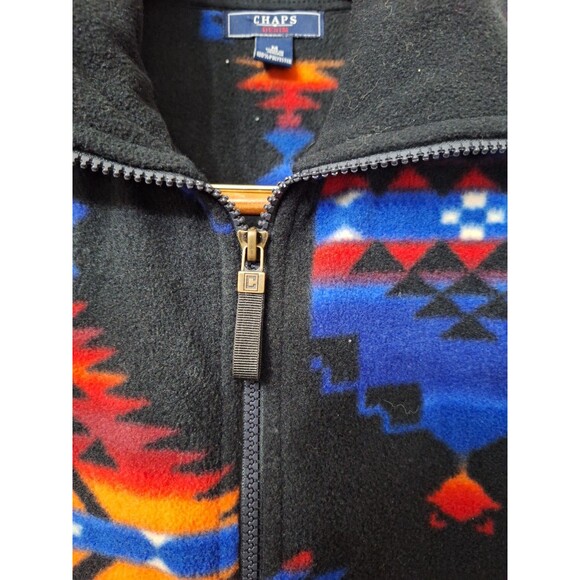 Vtg Chaps Denim Ralph Lauren Axtec Fleece Vest Womens Medium Southwestern Zip - Picture 8 of 10